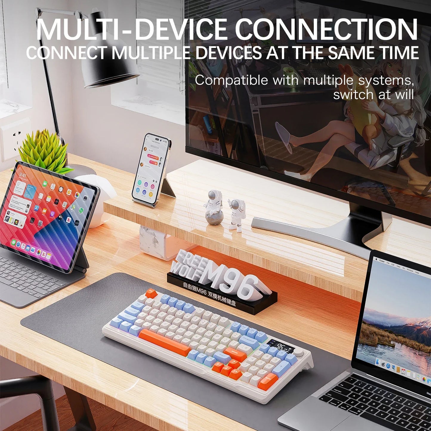 F2 Wireless Bluetooth Gaming Keyboard with Smart Screen