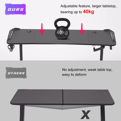 Adjustable Height Gaming Desk with RGB LED Lights