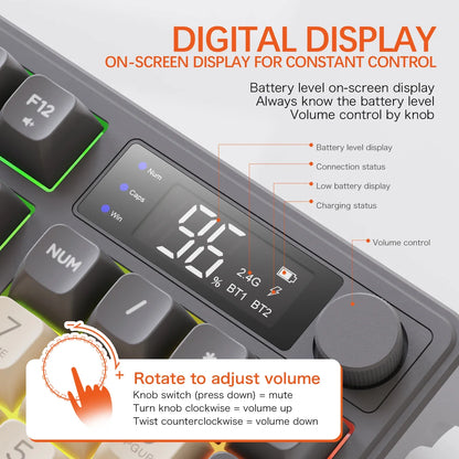 F2 Wireless Bluetooth Gaming Keyboard with Smart Screen